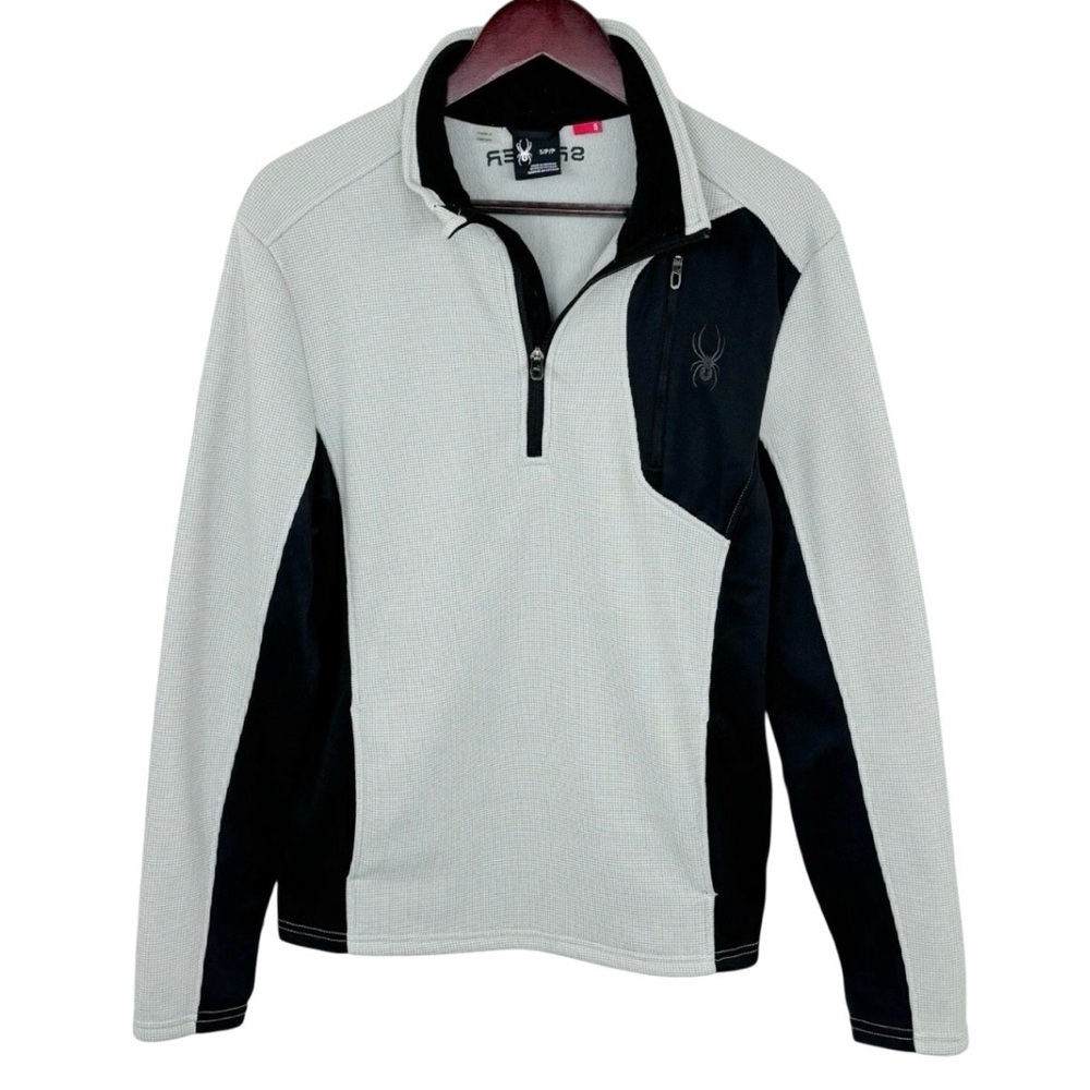 Spyder Bandit Quarter Zip Fleece Lined Performance Jacket Grey Black Mens M